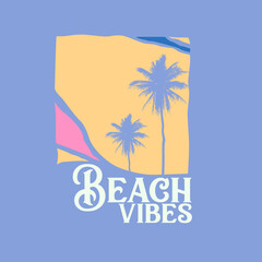 Beach Vibes Palm tree abstract poster t shirt design