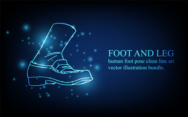 Human foot line, foot and leg, knee and toe, digital business concept, futuristic digital innovation background vector illustration.