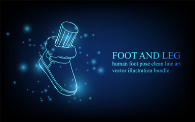 Human foot line, foot and leg, knee and toe, digital business concept, futuristic digital innovation background vector illustration.