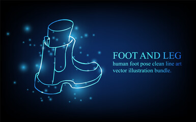 Human foot line, foot and leg, knee and toe, digital business concept, futuristic digital innovation background vector illustration.