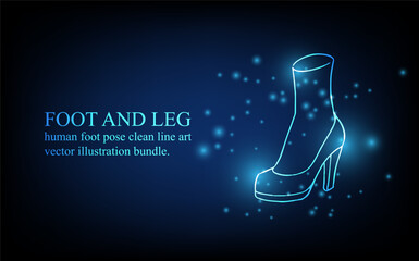 Human foot line, foot and leg, knee and toe, digital business concept, futuristic digital innovation background vector illustration.