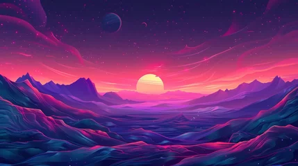 Draagtas Create Children's illustration of a space-themed landscape using vector art with realistic lighting and wide-angle lens effects, enhanced by generative AI. © tonstock