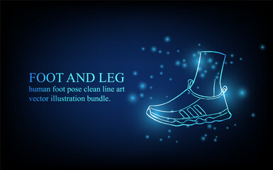 Fototapeta na wymiar Human foot line, foot and leg, knee and toe, digital business concept, futuristic digital innovation background vector illustration.