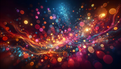 for advertisement and banner as Bokeh Brilliance A vibrant bokeh effect that brings life to the backdrop with sparkling circles of light. in abstract digital wallpapers theme ,Full depth of field, hig - obrazy, fototapety, plakaty
