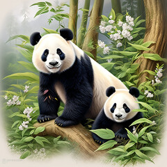 panda eating leaves