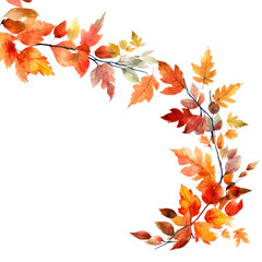 Obraz premium Fall leaves corner border. Autumn watercolor