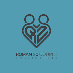 Couple love Heart symbol ALL letter logo icon design template. May be used in medical, dating, Valentines Day and wedding design.