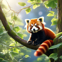 red panda in tree