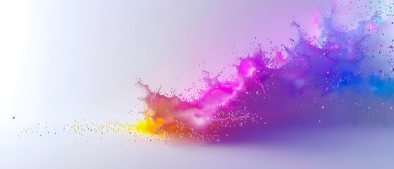 A spectacular splash of vibrant colors against a white background, symbolizing creativity and energy.
