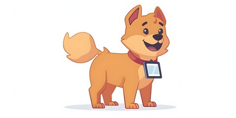 Friendly Microchip Scanner Mascot Reuniting Pets and Families with Technology of Togetherness - obrazy, fototapety, plakaty