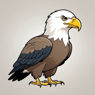 Eagle cartoon vector illustration isolated on gray background. Cute american eagle.