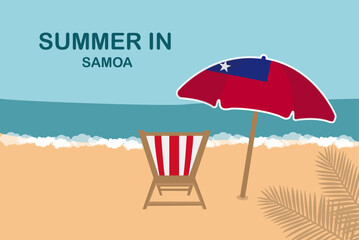 Summer in Samoa, beach chair and umbrella, vacation or holiday