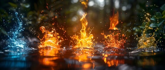 Five basic elements of nature are water fire earth space and creation. Concept 1, Water.2, Fire.3, Earth.4, Space.5, Creation