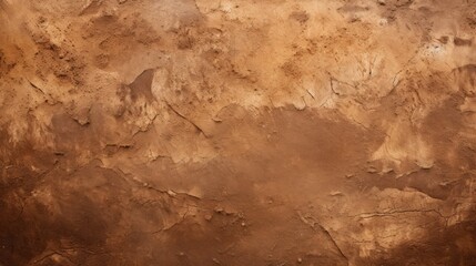 Old vintage brown wall background. Copper metal texture. Ground surface, closeup top view