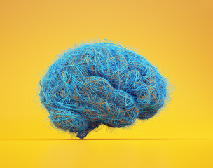 Brain made of wire. Brainstorming concept. - 777482541