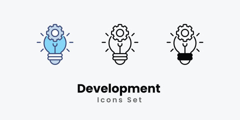 Development Icons set thin line and glyph vector icon illustration