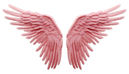 pink angel wings isolated on transparent background cutout