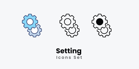 Setting Icons set thin line and glyph vector icon illustration