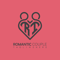 Couple love Heart symbol ALL letter logo icon design template. May be used in medical, dating, Valentines Day and wedding design.