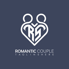 Couple love Heart symbol ALL letter logo icon design template. May be used in medical, dating, Valentines Day and wedding design.