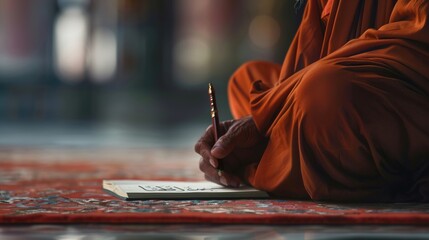 Hindu Monk's Spiritual Journey in Temple Worship