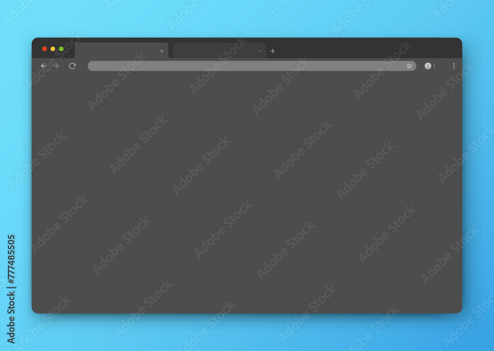 Poster the design of the web browser window is gray on a blue background. an empty website layout with a se