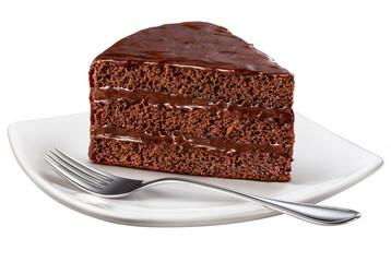 prato com deliciosa fatia de bolo de chocolate com cobertura de calda de chocolate derretido...