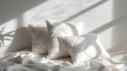 Fototapeta na wymiar an artistic picture of pillow with AI, showcasing white hues, selective focus, and an ample area for text attractive look