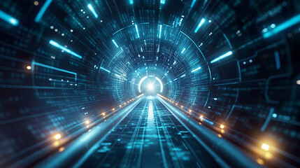 Space sense vector background leading to future technology tunnel.