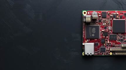 Raspberry Pi 5 circuit board on a grey slate background 
