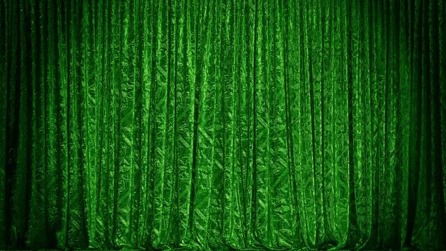 Realistic 3D animation of the beautiful embossed ornament dark green curtain rendered in UHD with alpha matte