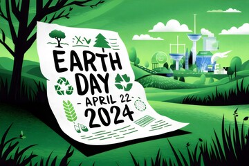 Earth Day April 22, 2024, happy earth day 2024, earth day environment, earth planer, illustration of earth day poster - obrazy, fototapety, plakaty