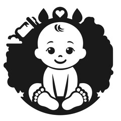  child silhouette, baby silhouette, boy, girl, vector illustration