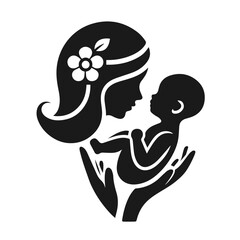 Family Flat Icon Black and White Vector Graphic