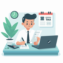 accountant worker checking tax