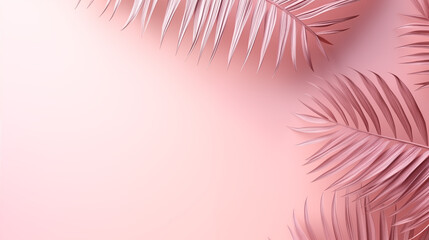 Palm leaves on pastel pink background