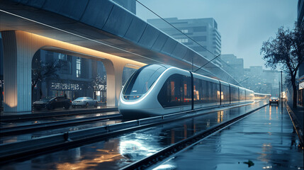 The forward extension of the line connects the urban architecture with the concept of the future city.