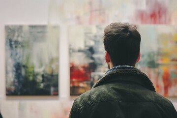 Man in an art gallery or museum, contemporary art