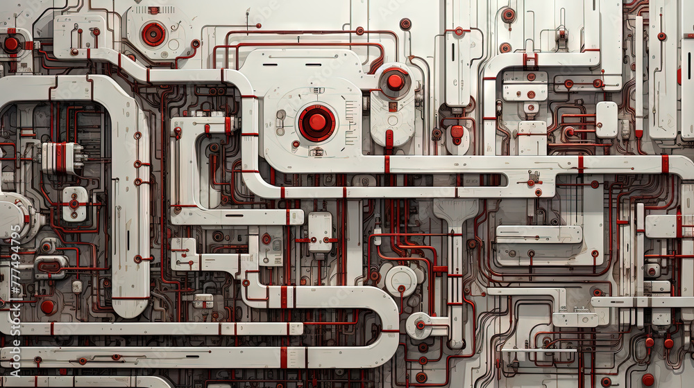 Poster background with metallic panels texture, wires and circuit. spaceship hull wall technology backgroun