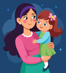 Mom and daughter: vector illustration of joyful moments
