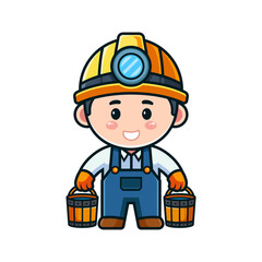 cute miner character design illustration