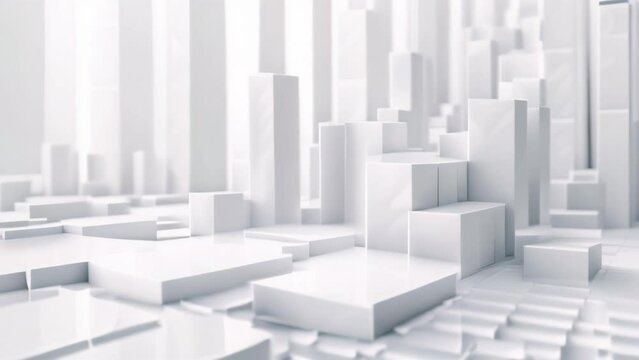 3D rendering of white minimalist cityscape. Abstract urban architecture concept 