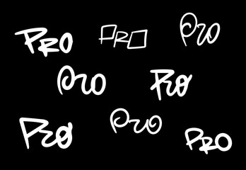 Word Pro Lettering in Vector, Isolated