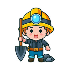 miner mascot vector holding shovel