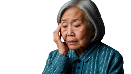 elderly asian woman suffering from headache