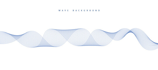 Abstract vector background with blue wavy lines. Blue wave background. Blue lines vector illustration. Curved wave. Abstract wave element for design.
