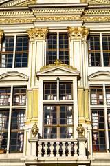 Grande Place building facade close-up,  Brussels, Belgium