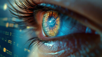 Futuristic Digital Eye with Binary Code