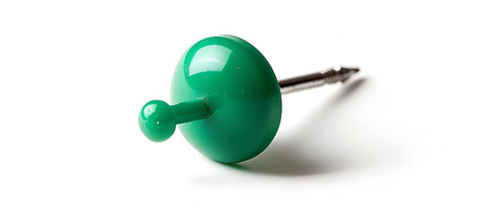 push pin isolated on white background ,close up of a pushpin on white background with clipping path ,
 Green pin on white background
