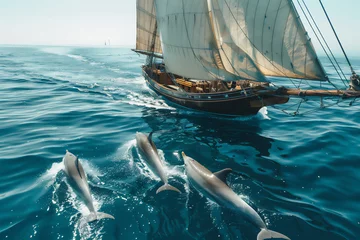 Deurstickers sailing ship in the sea © Syukra